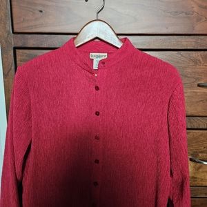 Vintage Red Button-Up Blouse